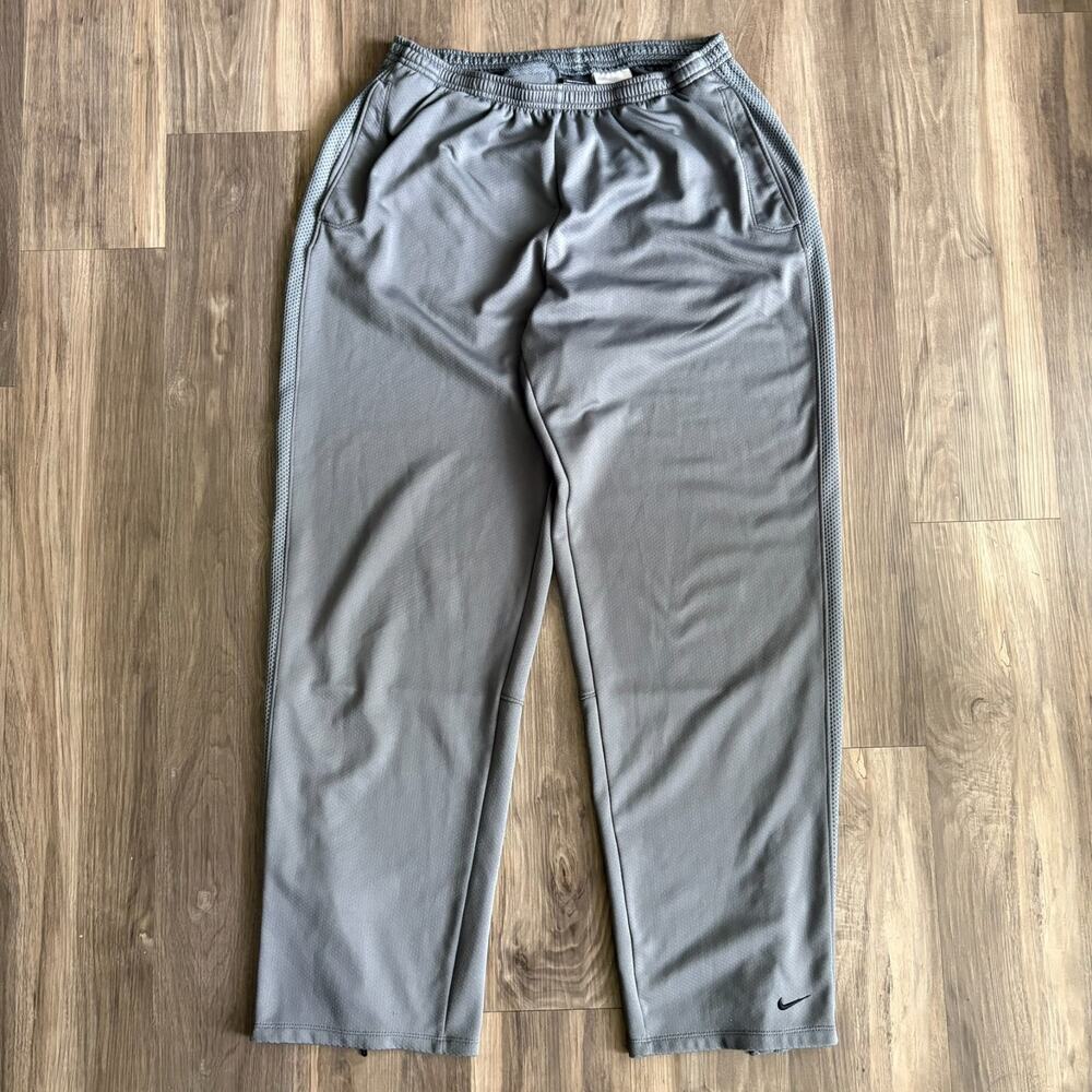 Vintage Y2K Nike Track Pants Men's Size XL Gray Straight Leg Zip Ankle Sphere